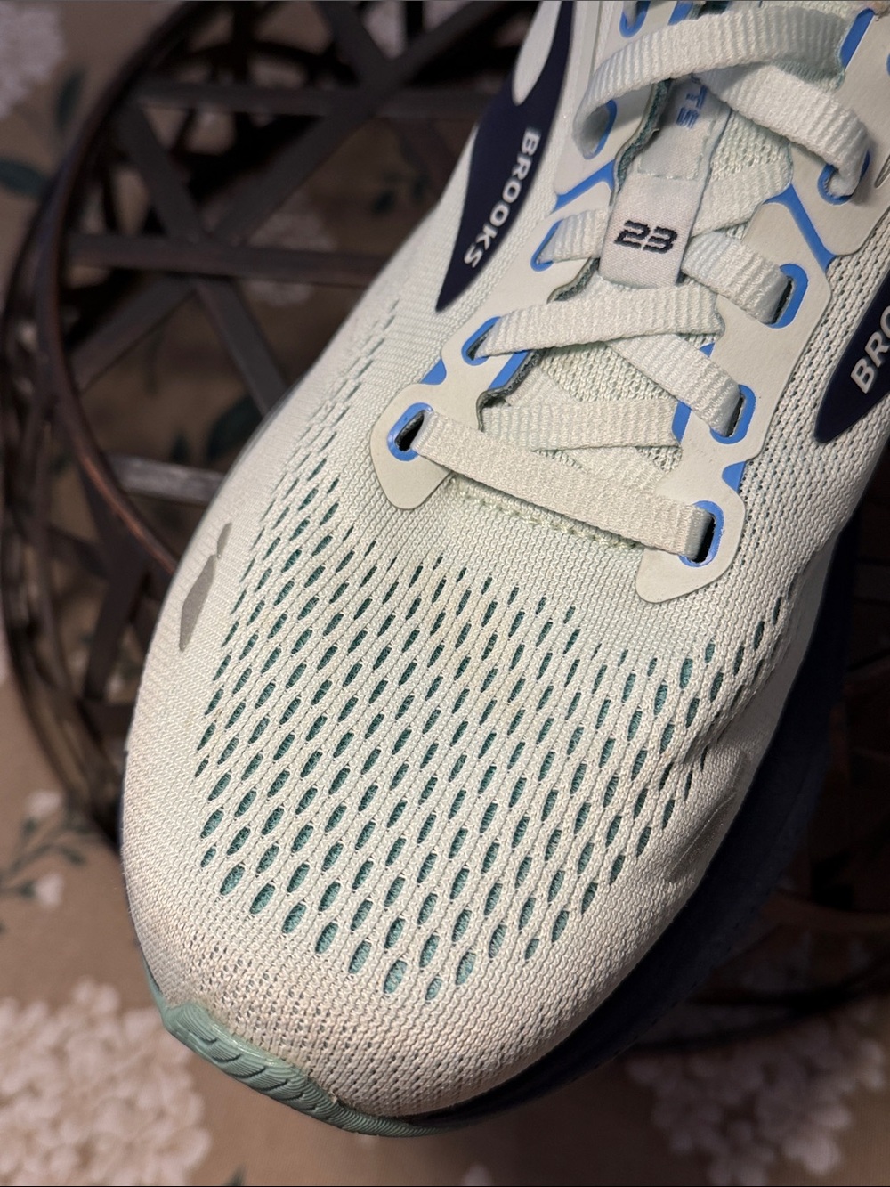 Brooks women’s Adrenaline GTS 23 Running Shoes - Light Blue/Navy Accents - Picture 8 of 9